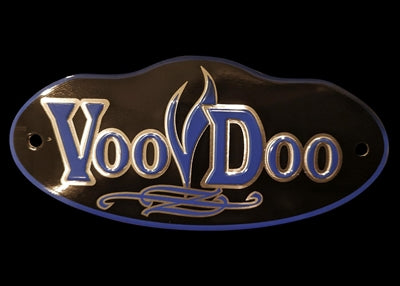 Voodoo Blue Exhaust Badge For Mojo, Sidewinder and Performance Mufflers (VEBBU)