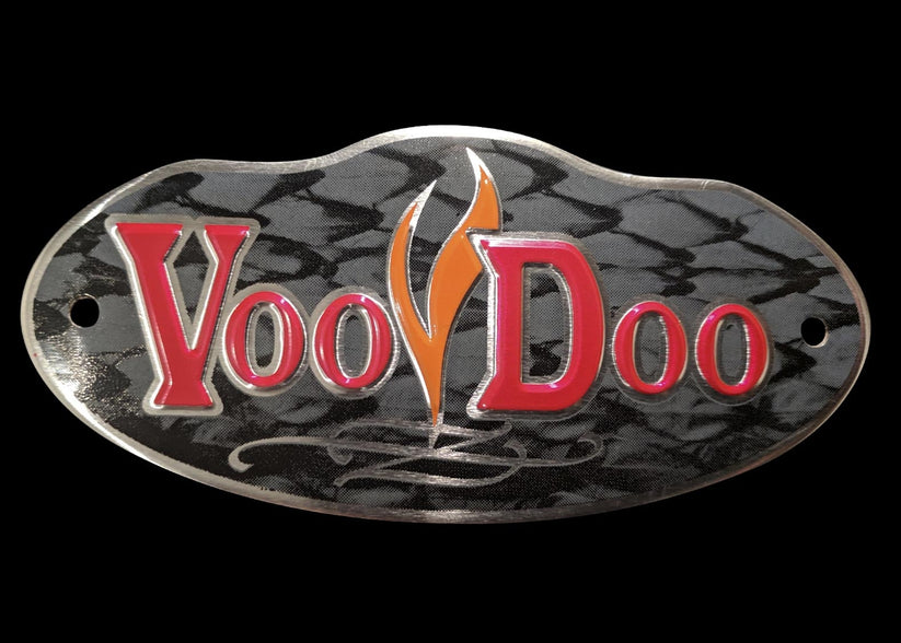 Voodoo Original Exhaust Badge For Mojo, Sidewinder and Performance Mufflers (VEBOG)