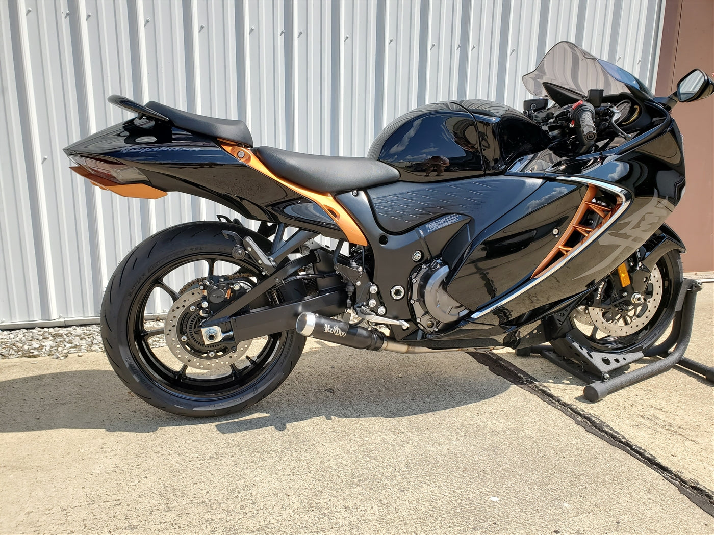 MINI MEG 4 INTO 1 RACE EXHAUST SUZUKI HAYABUSA 22-25 BLACK STOCK WIDTH ...